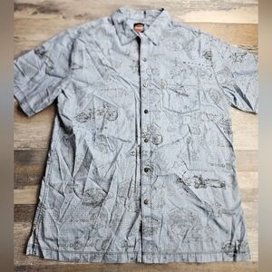 Harley Davidson Men's Short sleeve button down shirt Large Blue
